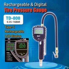 디지털 타이어공기 주입기 자동차 타이어 압력 모니터 고속공기 주입기자동차 감압 게이지, 기본, 1개