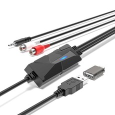 DigitalLife AuralynX 시리즈 | USB C 오디오 캡처 장치 – RCA 또는 3.5mm 입력을 통해 카세트 오디오를 MP3로 변