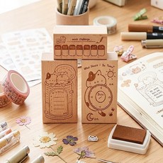 편한집 다꾸 나무 스탬프 체크리스트스탬프 우드스탬프 나무도장, 투데이캣, 투데이캣, 1개