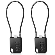 4자리 콤비네이션 케이블 잠금 장치 2개 블랙 재설정 가능한 얇은 조합 케이블 잠금 다용도 소형 롱 케이블 자물쇠 자전거 여행 가방 체육관 사물함 공구 상자 캐비닛용, 4자리 콤비네이션 케이블 잠금 장치 2개, 블랙 재설정