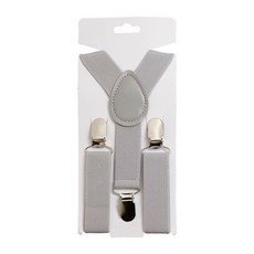 男童三夾防滑可伸縮鬆緊吊帶夾, 1個, 灰色背帶夾