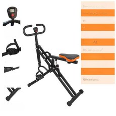 수동승마운동기구 가정용 접이식 살빼기 전신 운동, 오렌지/블랙 저항 밴드 전자 시계(접이식)