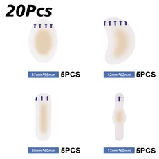 쿠쿠스토어 20/10/4개입 접착식 하이드로콜로이드 젤 물집 패치 발뒤꿈치 보호 스티커 부드러운 페디큐, 11 20PCS-Mix