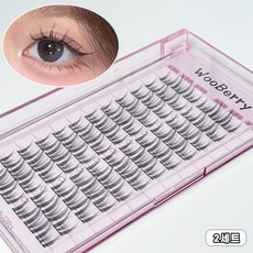 우베리 대용량 인조 가닥속눈썹 아이돌 포인트래쉬 셀프 속눈썹연장 자연스러운 속눈썹 72모, 2개, 블랙