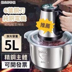 德國正品不鏽鋼家用絞肉機 多功能廚房料理蒜泥辣椒絞肉機, 1個, 德國電機#全自動#全鋼機身,大容量(可和面)共三套6葉刀