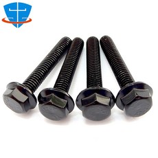 외부 육각 플랜지 볼트 톱니 미끄럼 방지 나사 패드 포함 DIN6921 M4 M5 M6 M8 M10 M12 블랙 304 스테인리스 스틸, [32] M6x35mm (10pcs), Black 304 Stainless, 1개