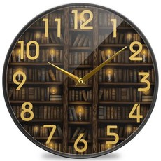 Naanle 축구장 축구공 원형 벽시계 30.5cm(12인치) 무소음 배터리 작동 쿼츠 아날로그 조용한 책상 시계 가정 사무실 학교용, 책장