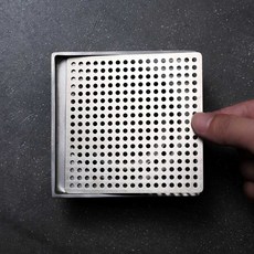 스텐 배수구 커버 사각 트랩 뚜껑, 사각바닥배수구9.4cm구멍직경3mm, 1개