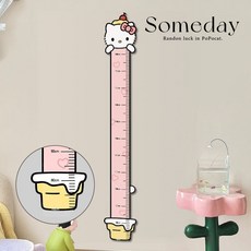 臺灣-出貨【新款熱銷】KT貓兒童身高貼寶寶測量墻貼家用裝飾身高尺貼紙亞克力量身高神器, KT日記C-BJT5009（貼紙款）,19.6x135CM