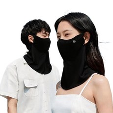 리노아 자외선차단 쿨 마스크 스포츠 골프 자전거 얼굴목커버 냉감 통기성 마스크, 2개, 블랙+블랙