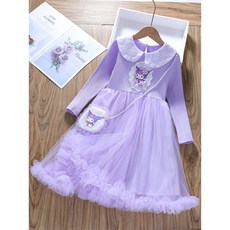 [실버플라워]여아 공주 원피스 블링블링 긴팔 원피스 가방증정 25916-2