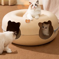 Danggam Shop 貓咪甜甜圈隧道, 1個, 米色