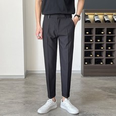 素色錐形 英倫免燙緊身窄管休閒褲 韓版潮流百搭 透氣工作褲