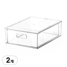 BenF Home 펜트리 수납함 6L 약통 수납 박스 다용도 서랍형 옷 보관함 부엌 기저귀 기저귀함 플라스틱 정리 선반 슬라이딩 정리함 선반 팬트리 주방 수납장, 2단, 투명, 2개