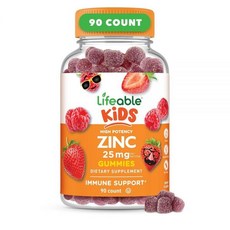 Lifeable 아동용 아연 | 25mg 훌륭한 맛의 천연 맛 젤리 글루텐 프리 채식주의자 GMO 보충제 면역 지원을 위한 어린이 90개, 1개, 90