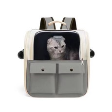 貓包雙肩太空包外出便攜揹包太空艙手提狗狗透氣貓咪寵物包小貓, 1個, 3022透明窗+灰色