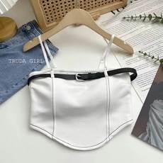 《杜達女孩》工裝皮帶胸墊吊帶背心 平口BRA 兩穿 彈力內搭 短版背心