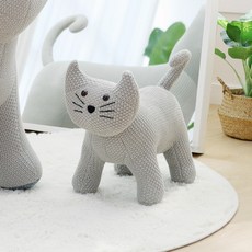 아티슈슈 동물인형 장난감 아기공룡 코끼리 기린 꽃사슴 유니콘 조랑말 사슴 강아지 고양이 당나귀 토끼 코뿔소 공룡 인형 선물, 고양이인형 (그레이), 43cm, 1개