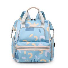 尼龍後背包 防潑水收納包 大容量媽媽包, 藍色幻想