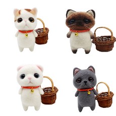 아트베니 니들 양모펠트 고양이 세트 4종, 하얀/회색/삼색/샴, 1개