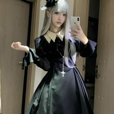 哥特風 Lolita 魚骨收腰連衣裙