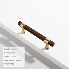 台灣出貨 胡桃木廚櫃拉手和把手歐式灰鞋抽屜把手和把手金色櫥櫃門拉手門五金, CJ-1906-Walnut-96mm, 1個