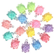 메론빵 거북이 펜던트 20pcs 키링 부자재, 투명 혼합, 1개