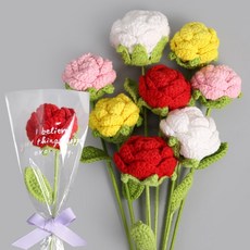 뜨개꽃-장미 한송이(포장지포함)[3731], 빨강