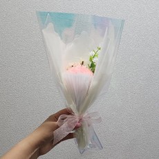 핑크 한송이 카네이션 조화 꽃다발 E 인조꽃 졸업 입학 학예회 선물, 1개, GD035.카네이션 조화 꽃다발 E