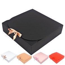 리본 선물 상자 무지 포장 박스 접이식 종이 케이스 답례품 컬러 단상자 납작 대형 24cm, 핑크
