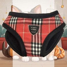 체크하네스 레드 Y형 산책 조끼 슬개골 가슴줄 귀여운강아지옷, XS