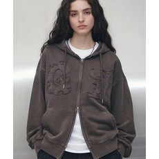 GAKKAI UNIONS 플레임 아플리케 피그먼트 후드집업 브라운 G77700082BN 372899