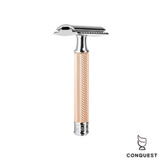 【CONQUEST】德國 MUHLE 穆勒 R89 24K玫瑰金紳士頂級刮鬍刀，三件式手動安全刮鬍刀，尊貴體驗, 1個, 刮鬍刀, 1