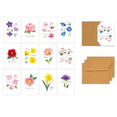 마음담아 귀여운 미니 엽서 모음, 플라워가든 미니엽서60장+봉투60장