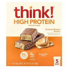 씽크씬 Think (띵크 ) 하이 프로틴 바 크리미 땅콩버터 바 5개 각 60g(2.1oz), 1개, 60g
