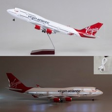 영국 버진애틀랜틱 항공 B747-400 모형 비행기 항공기 다이캐스트 1:150, 화이트레드(고급형 소리인식 LED조명)