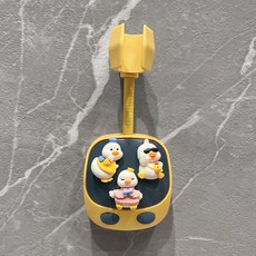 《小日子家居館》卡通 花灑支架 免打孔 創意 家用 浴室淋浴噴頭底座固定神器 萬嚮可調節, 黃黃衣粉衣墨鏡鴨