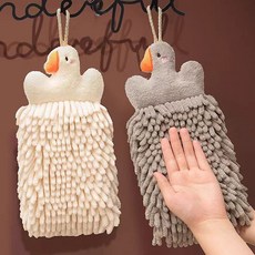 可愛掛式擦手巾家用廚房衛生間吸水速乾卡通擦手巾, 白色大鵝3個送3個掛鉤, 1個