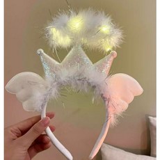 發光天使皇冠髮箍 頭飾 仙女氣質 拍照道具 婚紗 婚禮 派對 聖誕節裝扮