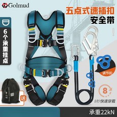 安全帶 安全繩 背負式安全帶 攀巖安全繩 全身速插式安全帶 五點式安全帶 攀巖弔帶 高空作業安全帶 工作安全帶, 雙大鉤3米, 1個