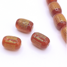 다온비즈 천연석 염주재료 원석 팔찌만들기 자마노 반야심경, 1개, 레드골드