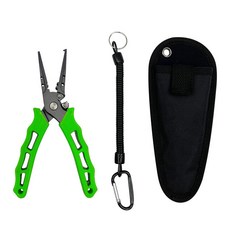【釣魚名人】多功能路亞鉗 剪線鉗 控魚鉗 6.5吋 碳鋼材質, 綠色, 1個