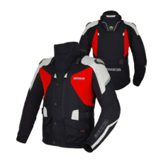 BENKIA HDF-JD10 冬季摩托車防摔衣 附七件式鈦合金護具, 黑紅灰