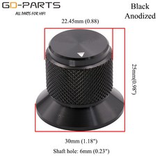 기계 가공 솔리드 풀 알루미늄 손잡이 볼륨 전위차계 버튼 캡 6mm Hifi 오디오 AMP DIY 블랙 골드 30x25mm, 02 Black, 1개