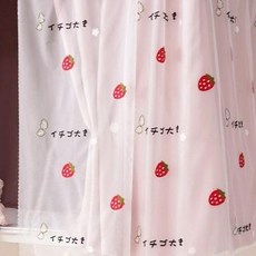 學生床簾 宿舍上下鋪防塵遮光床幔 刺繡款, 草莓單紗簾