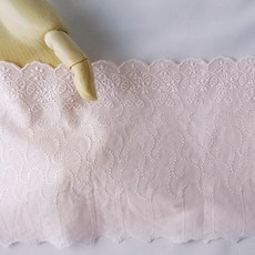 꽃자수레이스 연한핑크 면100%케미컬자수 폭17cm, 1개
