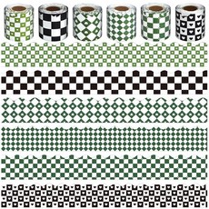 6롤 196.8m(196.8피트) 체크 무늬 게시판 테두리 세트 - 레트로 버팔로 격자무늬 테마 트림 생일 교실 사무실 및 개학 장식에 적합 교사 장식, 체크 무늬 스타일