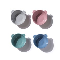 유일코리아 국산 실리콘 곰돌이 유아 간식그릇 (뚜껑포함), 4컬러(4p), 1세트