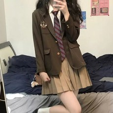 교복 졸업사진 코스프레 고등학교 반팔 영국풍 유니폼 사쿠라 스커트 게임동산 화이트