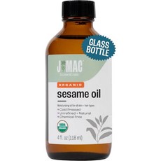 J MAC 식물학 유기농 참깨 오일 유리병, 4 Fl Oz (Pack of 1)